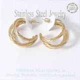 18K Gold Dipped Stainless Steel Textured Split Hoop Earrings - Madeline Love - Flyclothing LLC