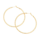 Textured Brass Metal Hoop Earrings (2.3Inch) - Madeline Love - Flyclothing LLC