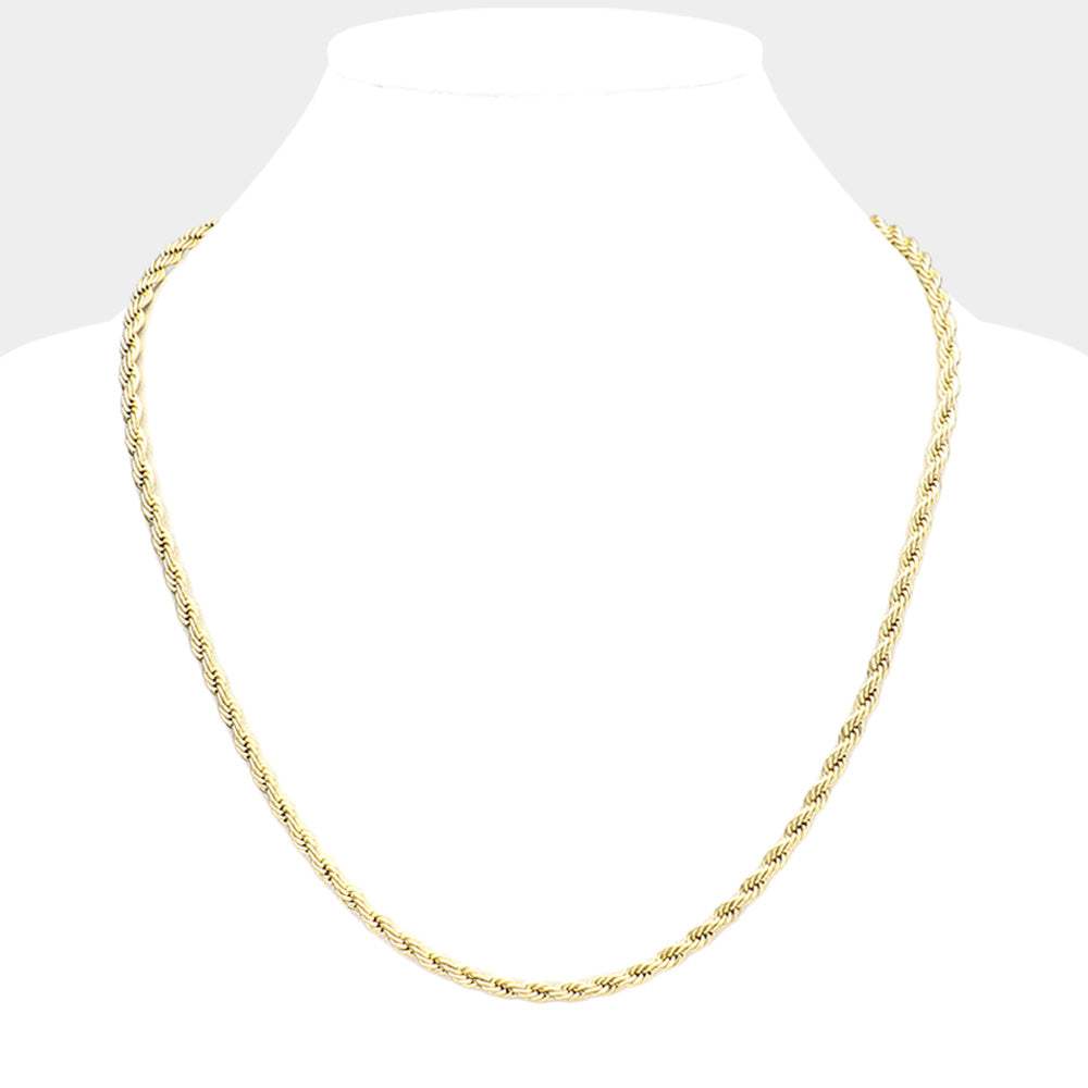 20 INCH, 3mm Stainless Steel Rope Chain Necklace - Madeline Love - Flyclothing LLC