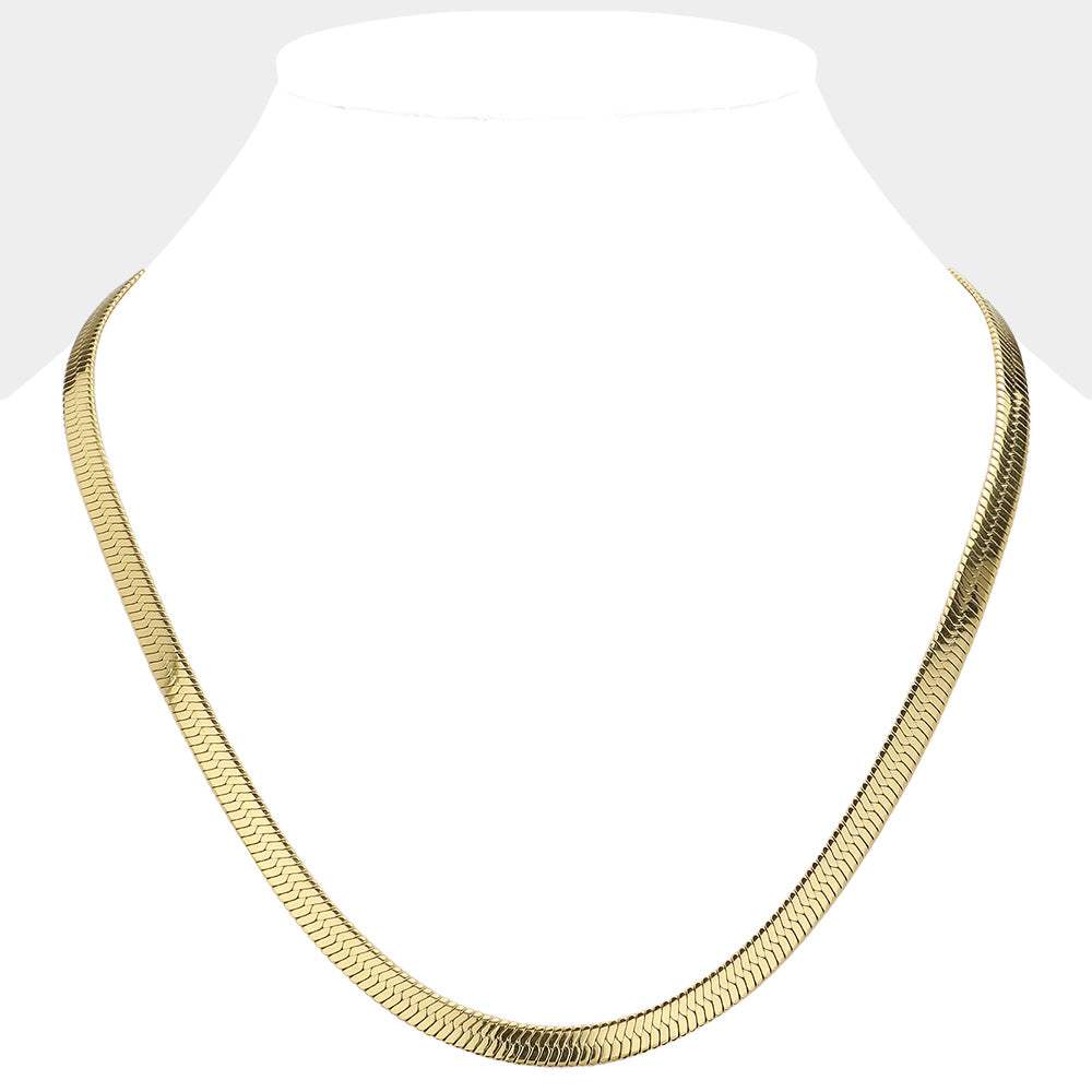 20 Inch, 6mm Stainless Steel Herringbone Chain Necklace - Madeline Love - Flyclothing LLC