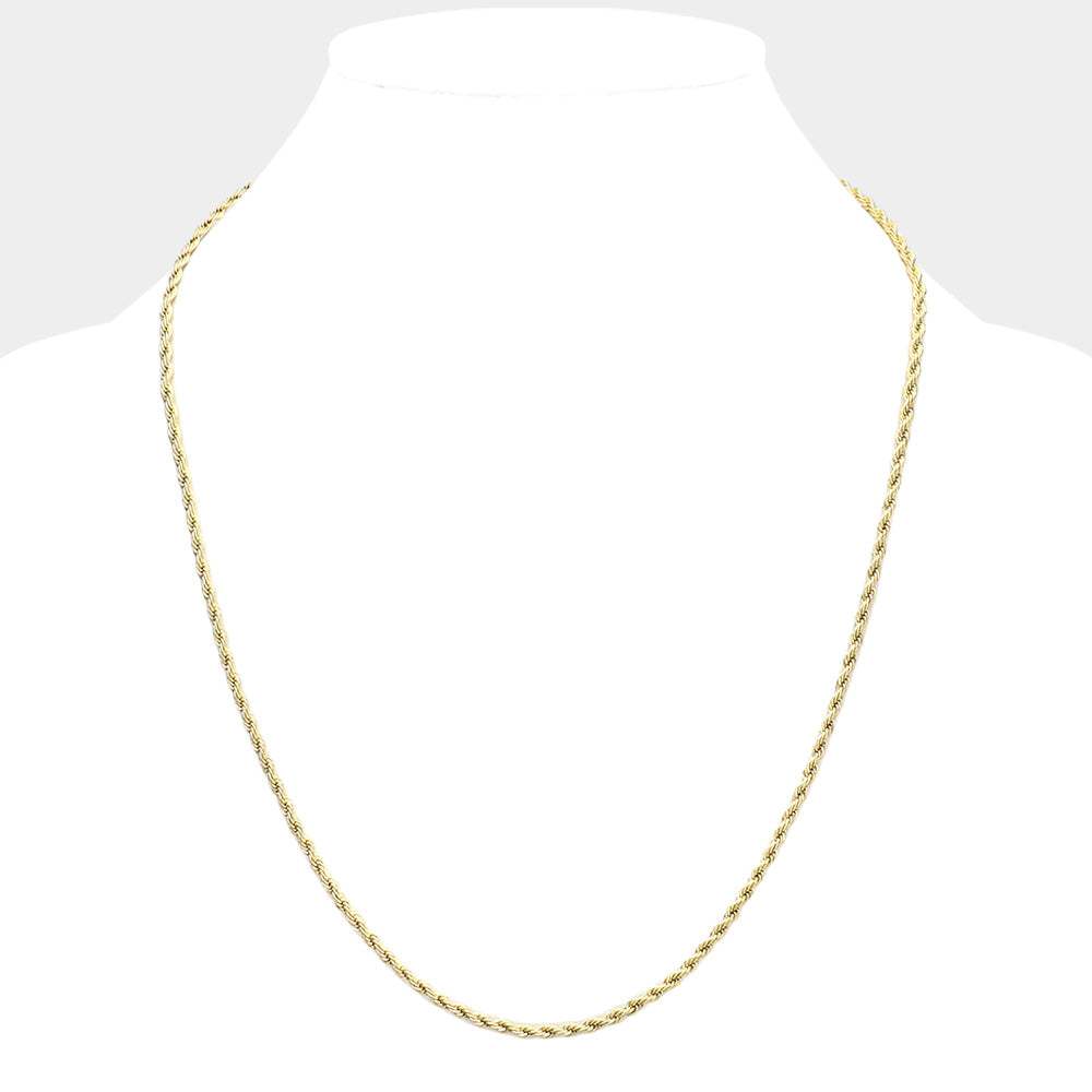 24 INCH, 3mm Stainless Steel Rope Chain Necklace - Madeline Love - Flyclothing LLC