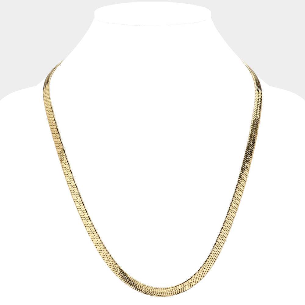 24 Inch, 7mm Stainless Steel Herringbone Chain Necklace - Madeline Love - Flyclothing LLC