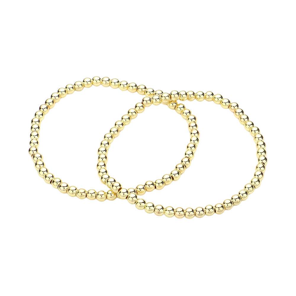 2PCS - Stainless Steel Ball Stretch Multi Layered Bracelets - Madeline Love - Flyclothing LLC