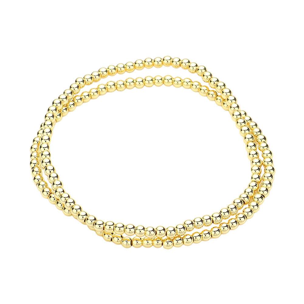 2PCS - Stainless Steel Ball Stretch Multi Layered Bracelets - Madeline Love - Flyclothing LLC