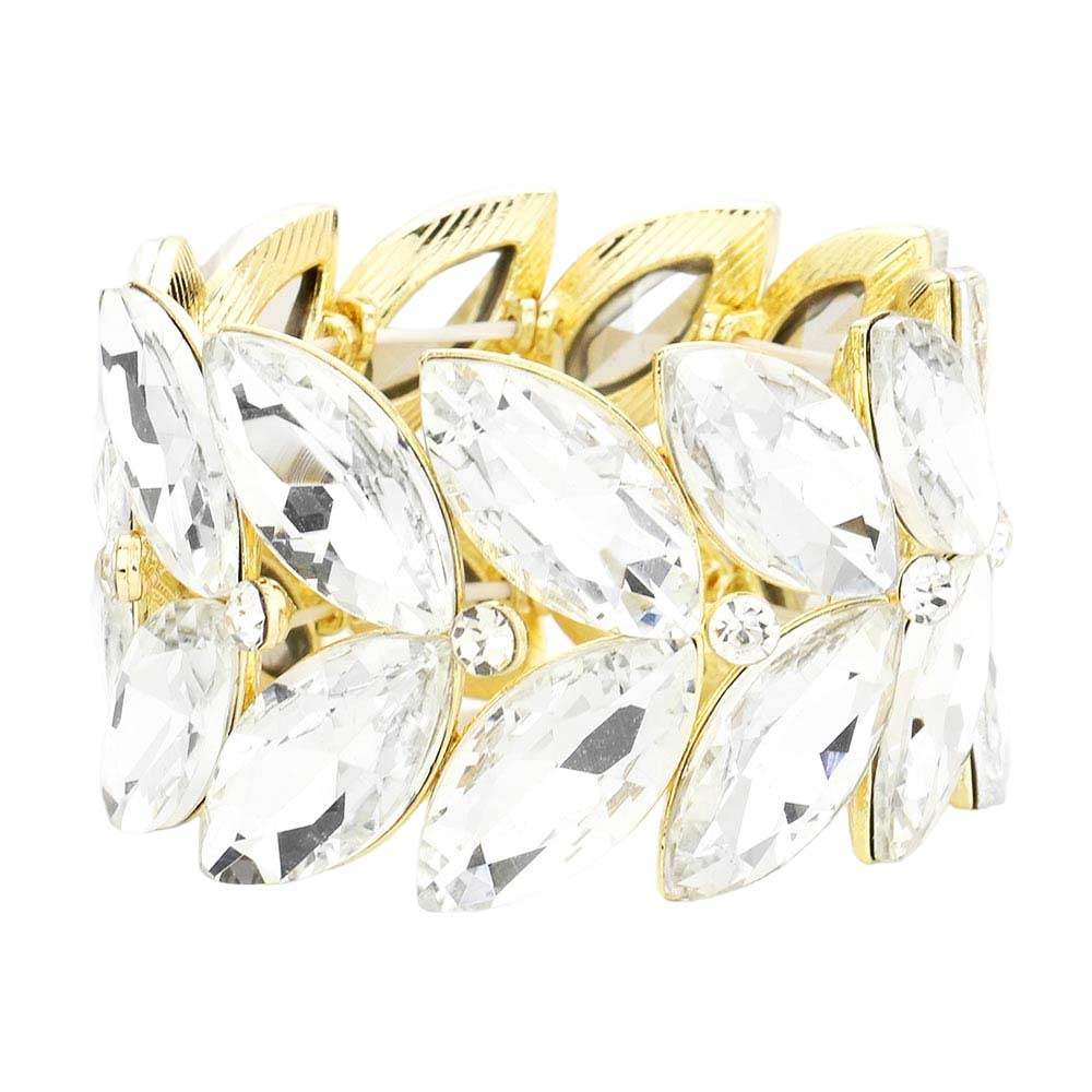 Marquise Stone Cluster Stretch Evening Bracelet - Madeline Love - Flyclothing LLC