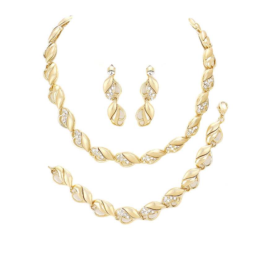 3PCS Crystal Rhinestone Marquise Necklace Set - Madeline Love - Flyclothing LLC
