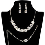 3PC Emerald Cut Stone Accented Rhinestone Jewelry Set - Madeline Love - Flyclothing LLC