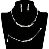 3PCS Rhinestone Crystal Pave Necklace Jewelry Set - Madeline Love - Flyclothing LLC