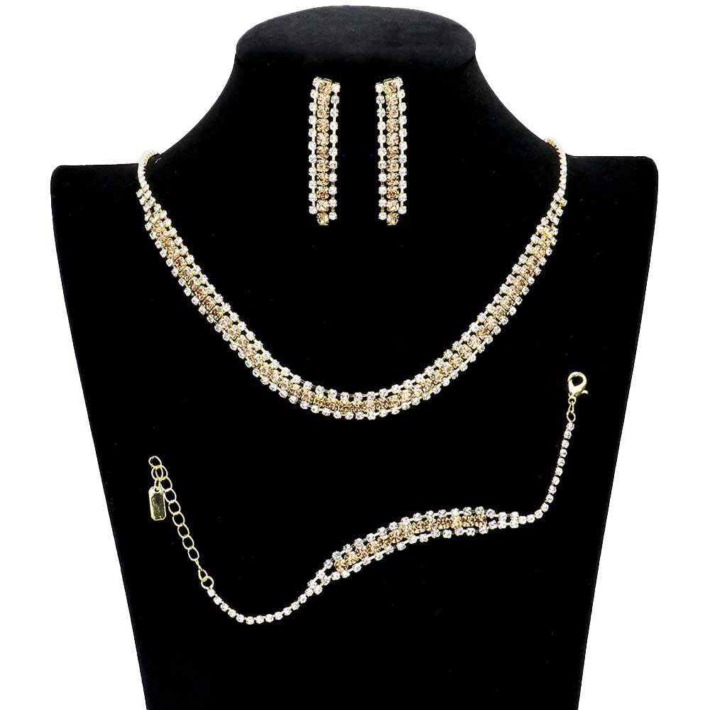 3PCS Rhinestone Necklace Jewelry Set - Madeline Love - Flyclothing LLC