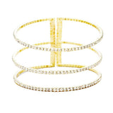 3Row Split Layer Round Crystal Detail Cuff Evening Bracelet - Madeline Love - Flyclothing LLC