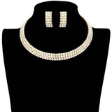 3 Rows Rhinestone Open Choker Necklace - Madeline Love - Flyclothing LLC