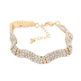 3Rows Rhinestone Wavy Evening Bracelet - Madeline Love - Flyclothing LLC