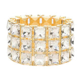 3Rows Square Stone Stretch Evening Bracelet - Madeline Love - Flyclothing LLC