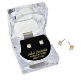 4mm Square Crystal Cubic Zirconia Stud Earrings in Clear Gift Box - Ready to Gift - Madeline Love - Flyclothing LLC