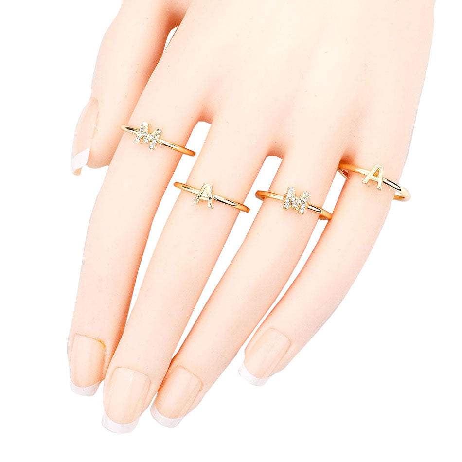 4PCS MAMA Rhinestone Embellished Message Rings - Madeline Love - Flyclothing LLC