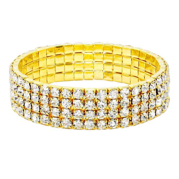 4Rows Rhinestone Stretch Evening Bracelet - Madeline Love - Flyclothing LLC