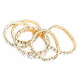 5Pcs Rectangle Round Stone Stretch Multi Layered Bracelets - Madeline Love - Flyclothing LLC