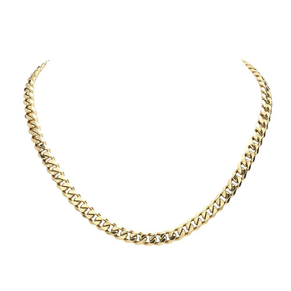 6 Diamond Cut Stainless Steel 18 Inch 8mm Cuban Chain Necklace - Madeline Love - Flyclothing LLC