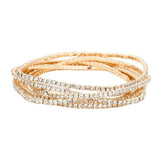 6PCS Rhinestone Multi Layered Stretch Evening Bracelets - Madeline Love - Flyclothing LLC