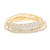 6PCS - Rhinestone Multi Layered Stretch Evening Bracelets - Madeline Love - Flyclothing LLC