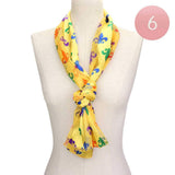 6PCS - Silk Feel Satin Mardi Gras Fleur de Lis Patterned Scarf - Madeline Love - Flyclothing LLC