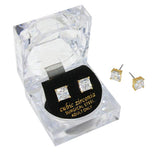 7mm Square Crystal Cubic Zirconia Stud Earrings in Clear Gift Box - Ready to Gift - Madeline Love - Flyclothing LLC