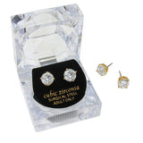 8mm Round Crystal Cubic Zirconia Stud Earrings in Clear Gift Box - Ready to Gift - Madeline Love - Flyclothing LLC