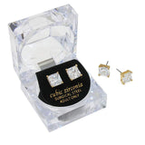 8mm Square Crystal Cubic Zirconia Stud Earrings in Clear Gift Box - Ready to Gift - Madeline Love - Flyclothing LLC
