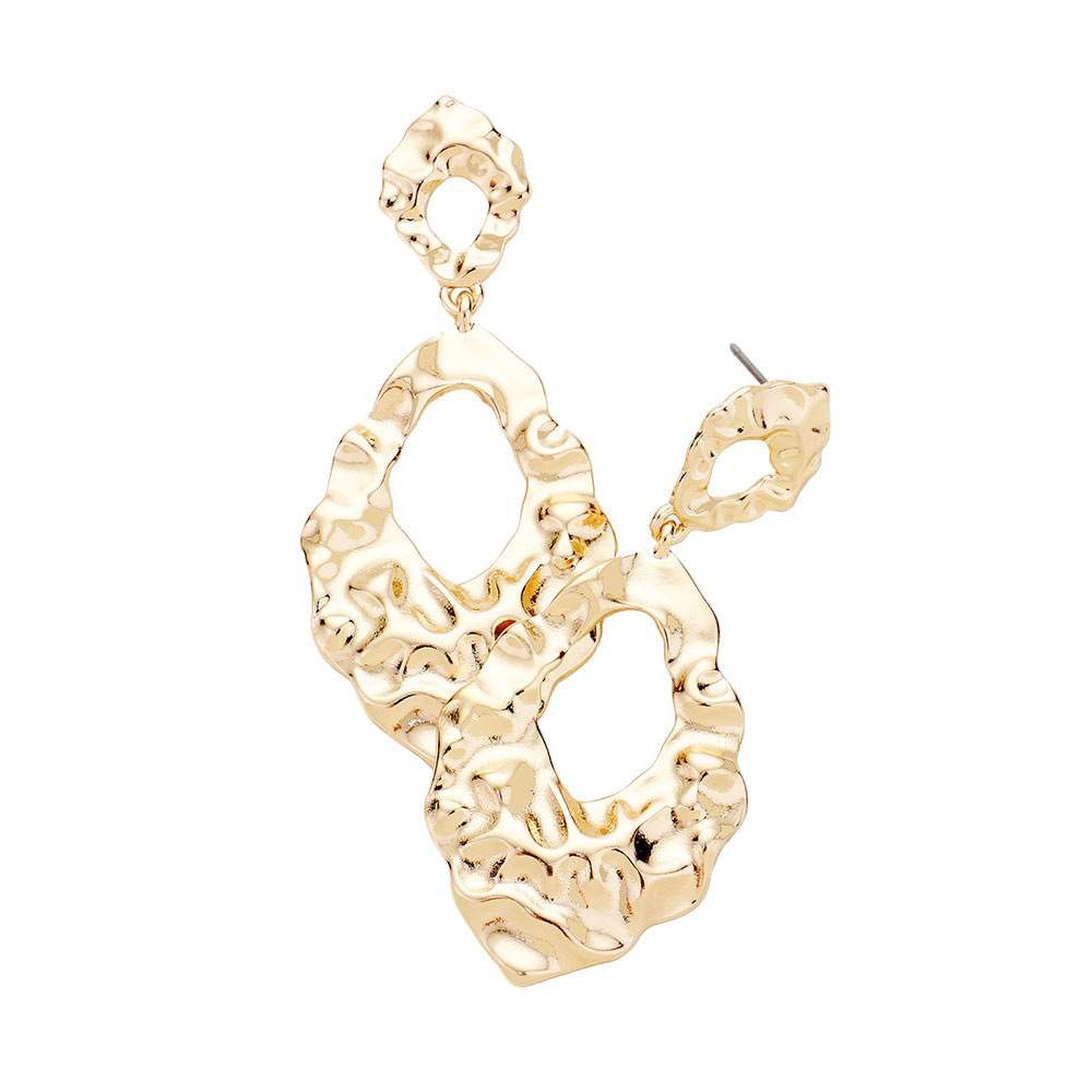 Abstract Hammered Metal Dangle Earrings - Madeline Love - Flyclothing LLC