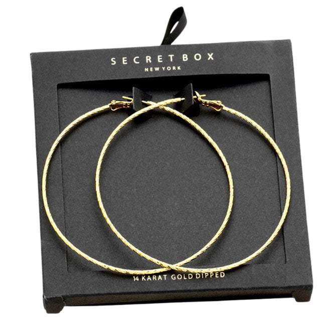 Secret Box Textured Gold Dipped Hoop Earrings - Madeline Love - Flyclothing LLC