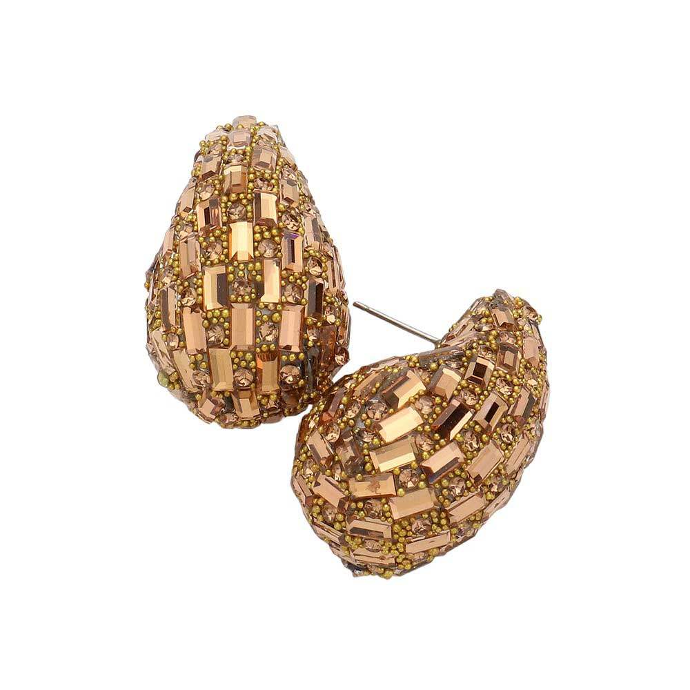 Baguette Stone Embellished Teardrop Earrings - Madeline Love - Flyclothing LLC