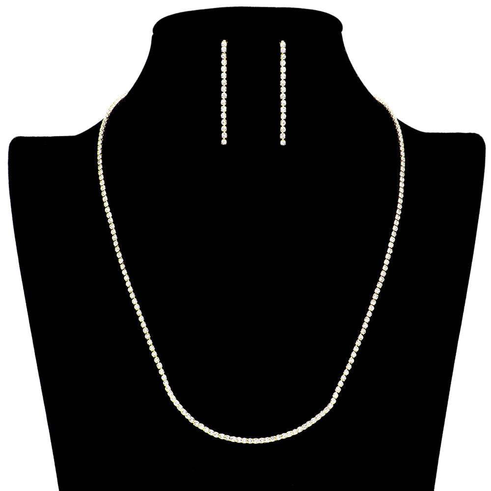 Dainty Rhinestone Necklace Earring Set - Madeline Love - Flyclothing LLC