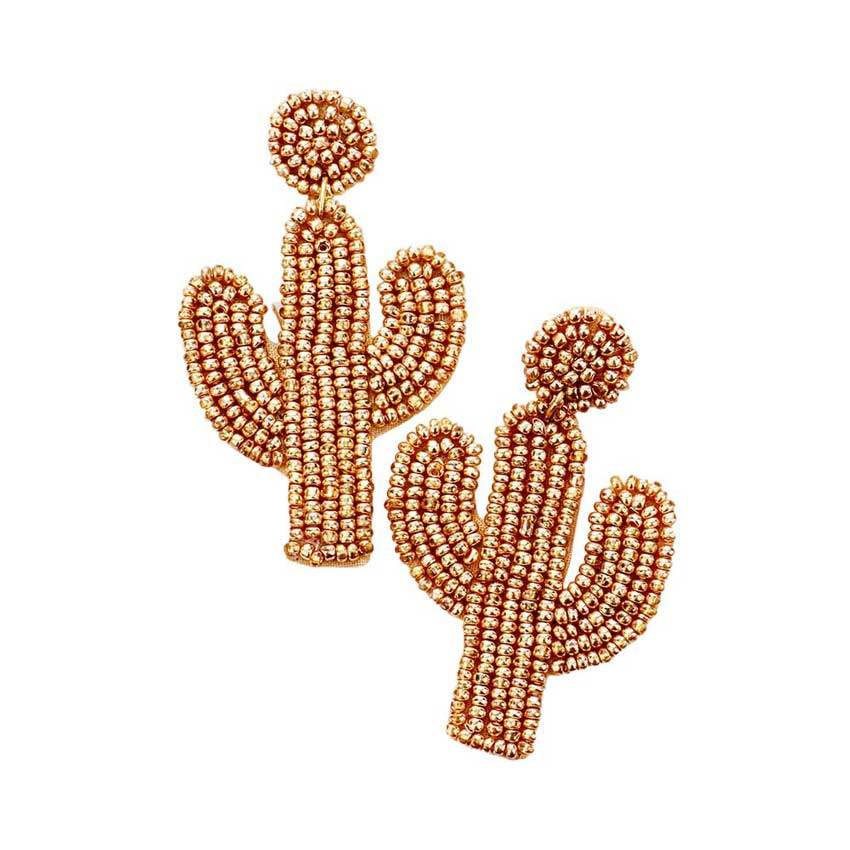 Beaded Cactus Drop Dangle Earrings - Madeline Love - Flyclothing LLC