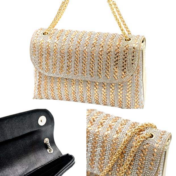 Bling Flap Bag Shoulder Crossbody Evening Bag - Madeline Love - Flyclothing LLC