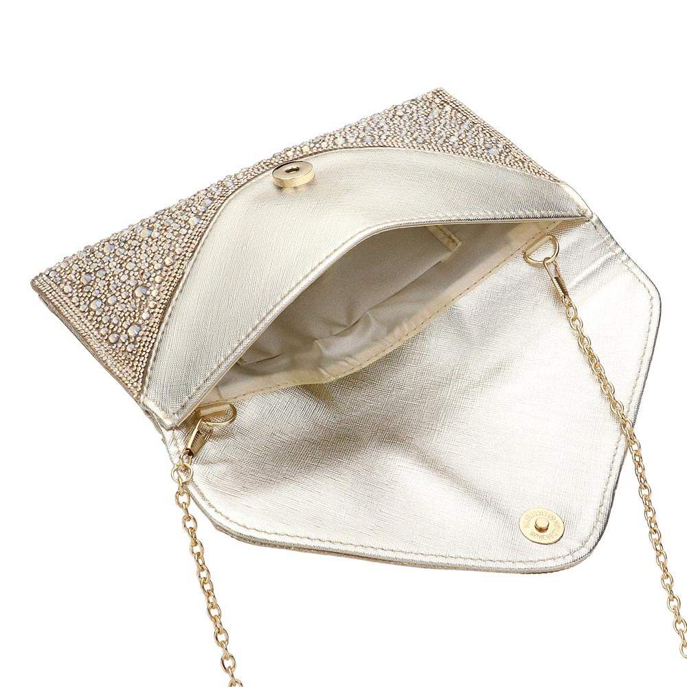Bling Stone Studded Flap Envelop Evening Clutch Bag / Crossbody Bag - Madeline Love - Flyclothing LLC