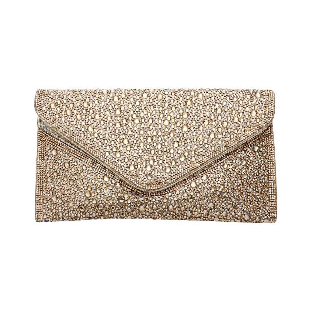 Bling Stone Studded Flap Envelop Evening Clutch Bag / Crossbody Bag - Madeline Love - Flyclothing LLC