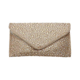 Bling Stone Studded Flap Envelop Evening Clutch Bag / Crossbody Bag - Madeline Love - Flyclothing LLC