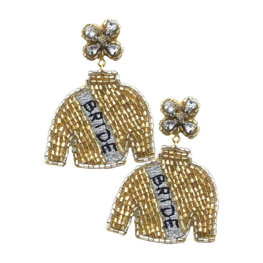 Bride Felt Back Beaded Suit Dangle Earrings - Madeline Love - Flyclothing LLC