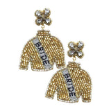 Bride Felt Back Beaded Suit Dangle Earrings - Madeline Love - Flyclothing LLC