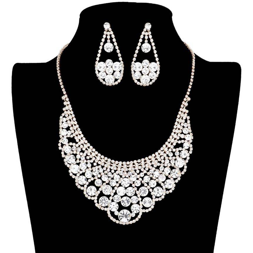 Bubble Stone Cluster Rhinestone Necklace - Madeline Love - Flyclothing LLC