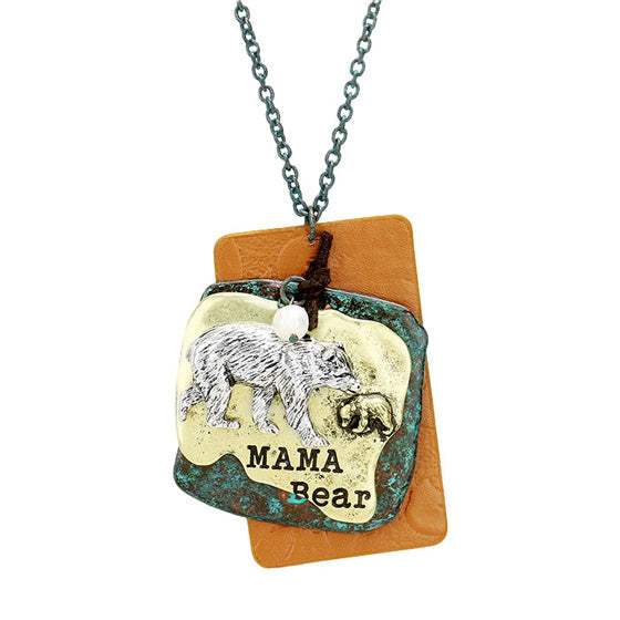 Mama Bear Metal Polar Bear Pearl Charm Pendant Necklace - Madeline Love - Flyclothing LLC