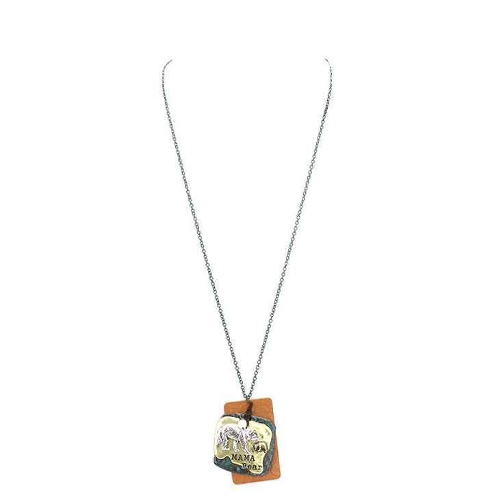 Mama Bear Metal Polar Bear Pearl Charm Pendant Necklace - Madeline Love - Flyclothing LLC