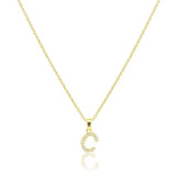 C Stainless Steel CZ Stone Paved Monogram Pendant Necklace - Madeline Love - Flyclothing LLC