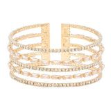 CZ Baguette Stone Accented Split Cuff Evening Bracelet - Madeline Love - Flyclothing LLC