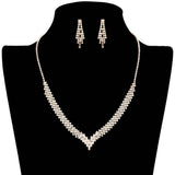CZ Baguette Stone Pointed V Shaped Jewelry Set - Madeline Love - Flyclothing LLC