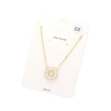 CZ Embellished Open Circle Pendant Necklace - Madeline Love - Flyclothing LLC