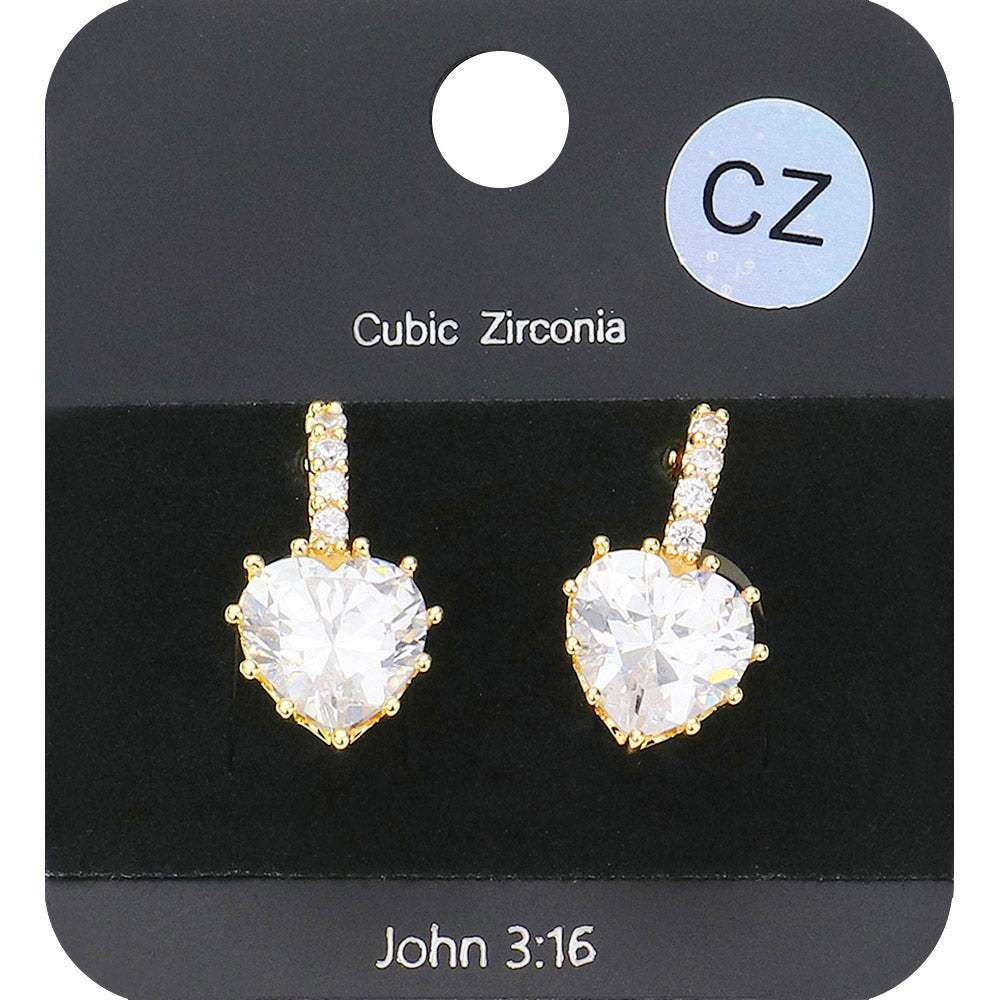 CZ Heart Evening Huggie Earrings - Madeline Love - Flyclothing LLC