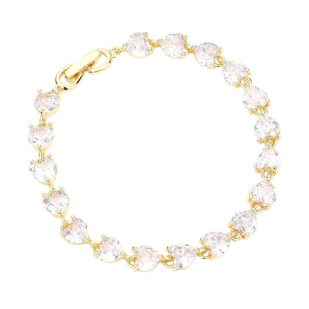 CZ Heart Link Evening Bracelet - Madeline Love - Flyclothing LLC
