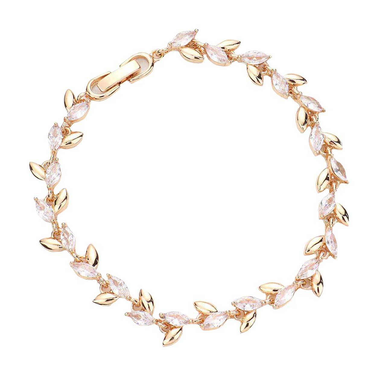 CZ Metal Marquise Link Evening Bracelet - Madeline Love - Flyclothing LLC