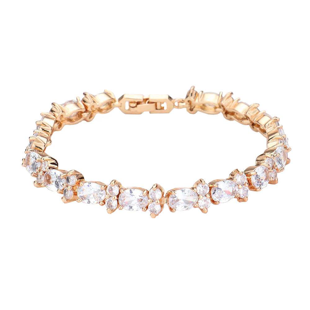 CZ Round Oval Cluster Evening Bracelet - Madeline Love - Flyclothing LLC